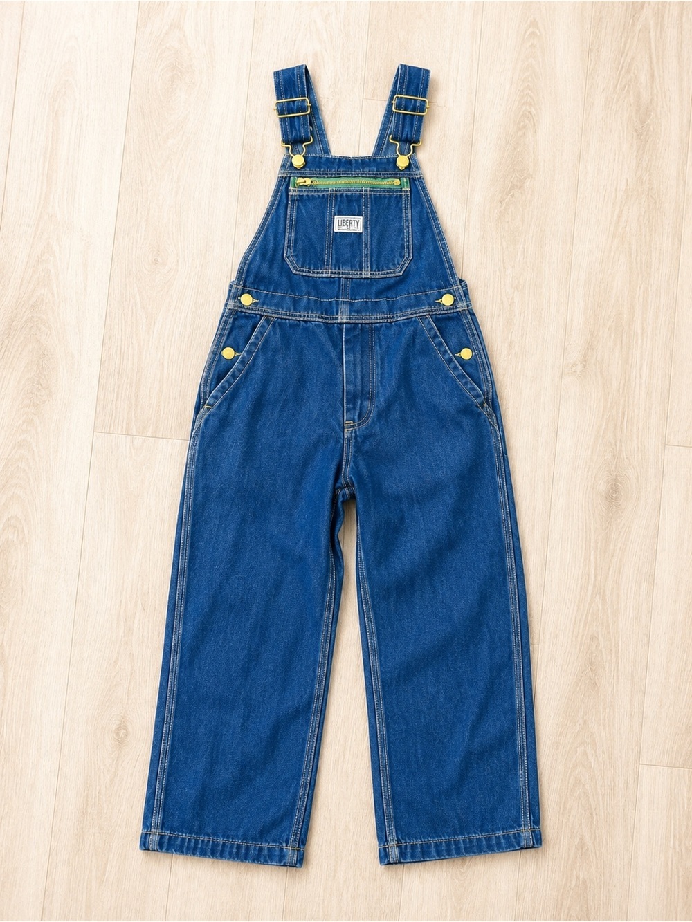 liberty Blue Denim Kids Overalls with Yellow Hardware